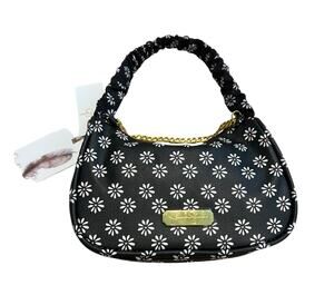 NWT Jessica Simpson Girls Floral Crescent Shoulder Bag Black